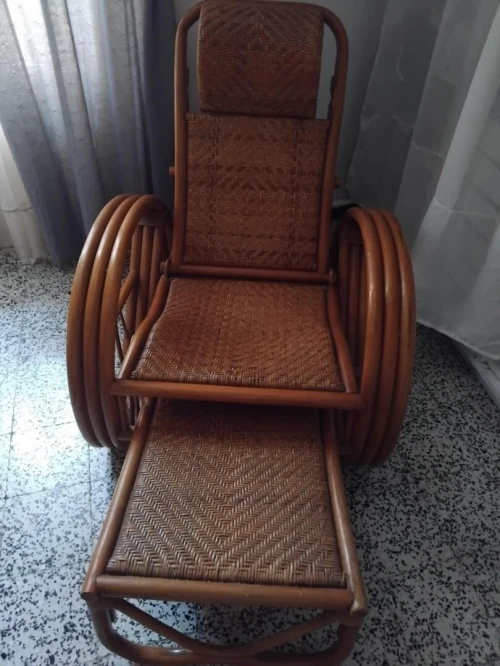 Fauteuil/Chaise longue à rallonge en osier