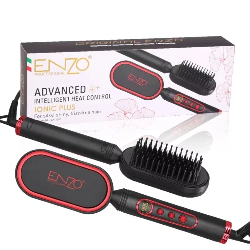 ENZO EN-4201 Mini fer à lisser portable Brosse lissante rapide pour cheveux Brosse à lisser électrique en céramique en gros Brosse à lisser pour barbe