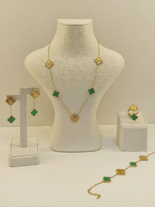 Parure Vancleef 4 Pièces,1er choix en acier inoxydable 