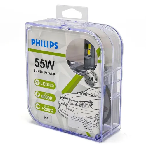 Kit Lampe de phare LED H4 Philips 6000K-16000LM Ultra Puissant - مصابيح إضاءة أمامية للسيارات
