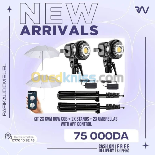 Kit lumière continue GVM 80W COB