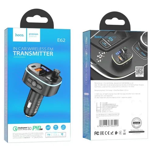 Chargeur de voiture E62 PD20W + QC3.0 BT Transmetteur FM