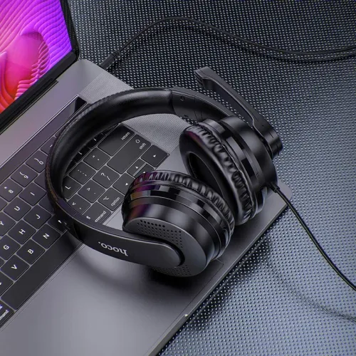 Hoco Casque Gaming W103 Stéréo Filaire Câble 1.2M-Noir Rouge
