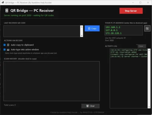 Application scanner QR / Code-Barres Wi-Fi pour PC | Solution Gestion de Stock