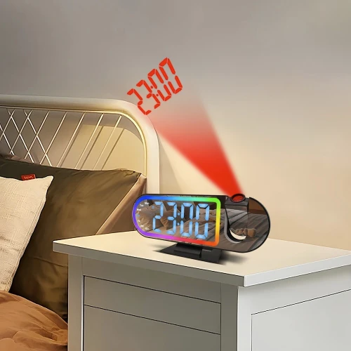 Réveil Numérique avec Projection LED et Miroir RGB DS-3827LP - ساعة منبه رقمية ذكية بنظام عرض ضوئي