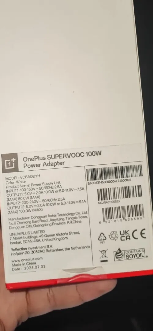 Chargeur oneplus supervooc100 original 