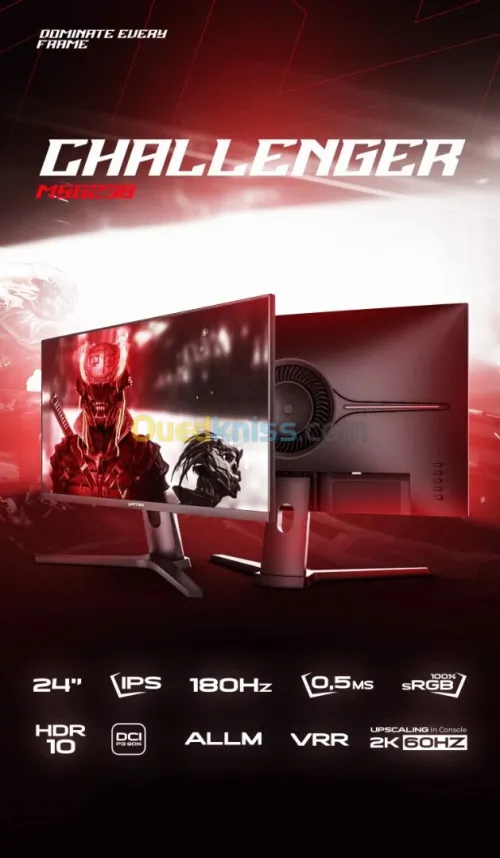 Ecran Matos Challenger 180hz Fast IPS 0.5 ms GTG VRR ALLM PS5 SeriesS X 2K Upscaling 60Hz
