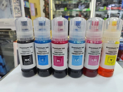 BOUTEILLES D'ENCRE EPSON identique 108 ECOTANK - BLACK - CYAN - MAGENTA - YELLOW - LIGHT CYAN - LIGHT MAGENTA