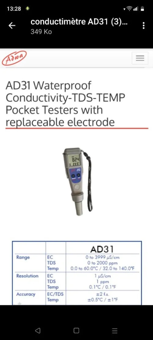 Conductimetre EC TDS