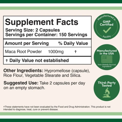 Double Wood Supplément e racine de maca 1000 MG 300 CAPSULES