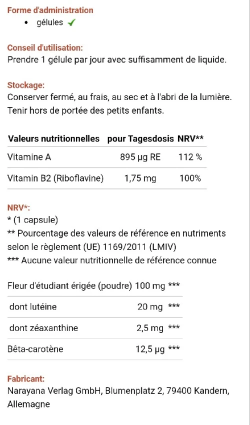 Unimedica Lutéine avec zeaxanthine + vitamine B2 + beta-carotene + vitamine A 90 gelules