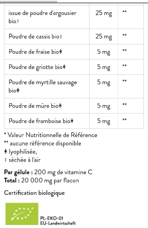 Sunday Natural Complexe de vitamine C bio naturel 100 capsules