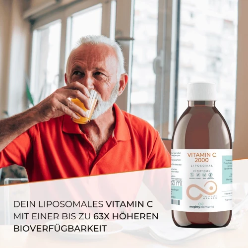 Mighty Elements Vitamine C liposomale végétalienne, avec arôme naturel d'orange 250 ml