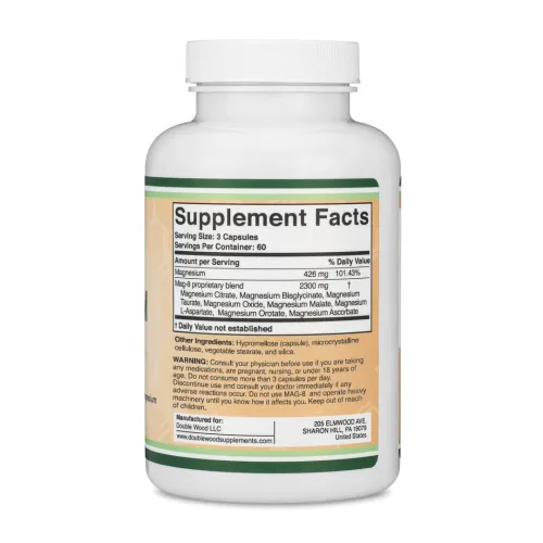 Double Wood Supplément complexe de magnésium 2300 mg 180 capsules