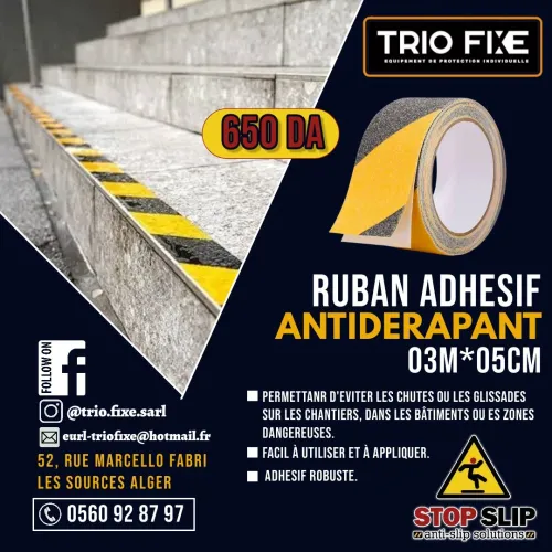 Ruban ANTI DÉRAPANT Adhésif ( 3 MÈTRES/10MÈTRES) JAUNE et NOIR