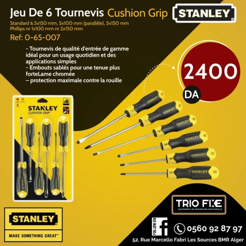 Stanley jeu de 6 tournevis cushion grip 