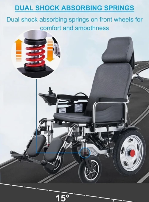 Fauteuil roulant électrique pliable rabattable en aluminium 