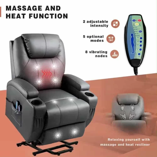 Fauteuil relax releveur électrique avec massage et chauffage dorsale 