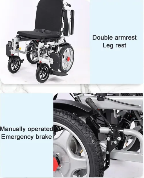 Fauteuil roulant électrique pliable rabattable en aluminium 