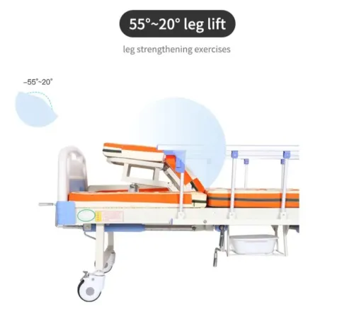 Lit d'hôpital médical Garde- robe manuel à 5 manivelles