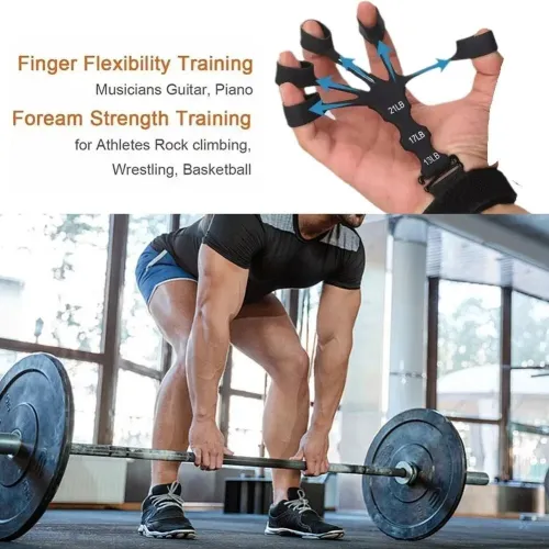 Entraîneur de Force Doigts & Poignet Silicone 5 Doigts Réglable Rééducation Musculation