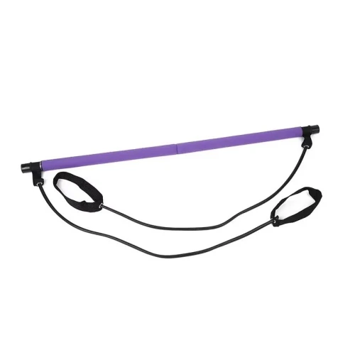 Bâton Pilates Yoga Portable avec Bandes Élastiques Résistance pour Fitness et Étirements