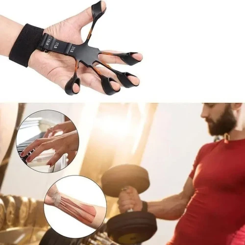 Entraîneur de Force Doigts & Poignet Silicone 5 Doigts Réglable Rééducation Musculation