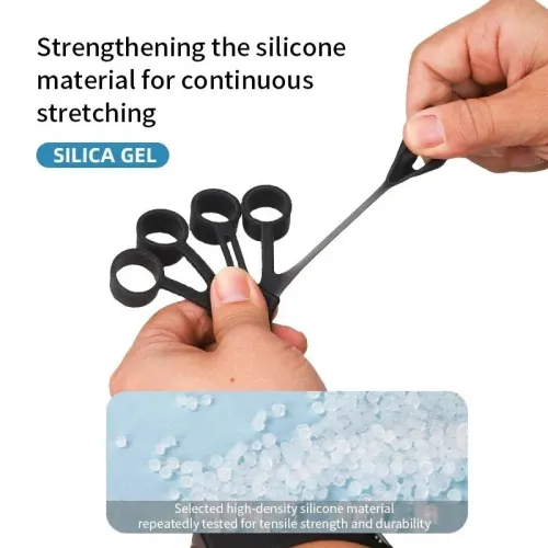 Entraîneur de Force Doigts & Poignet Silicone 5 Doigts Réglable Rééducation Musculation
