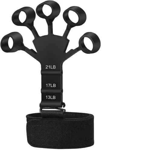 Entraîneur de Force Doigts & Poignet Silicone 5 Doigts Réglable Rééducation Musculation