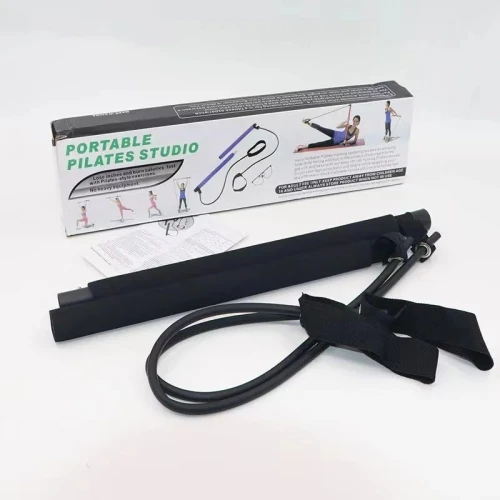 Bâton Pilates Yoga Portable avec Bandes Élastiques Résistance pour Fitness et Étirements