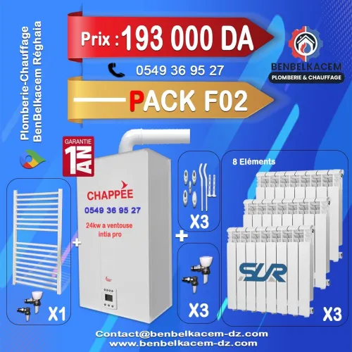 Pack Chaudiere Chauffage Central avec radiateurs Et seche Linge F1/F2/F3/F4/F5/F6/F7