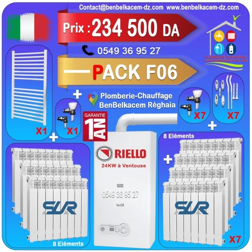 Pack Chaudiere Riello 24kw a ventouse F1/F2/F3/F4F5/F6