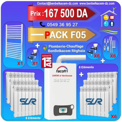 Pack Chaudiere Chauffage Central avec radiateurs Et seche Linge F1/F2/F3/F4/F5/F6/F7