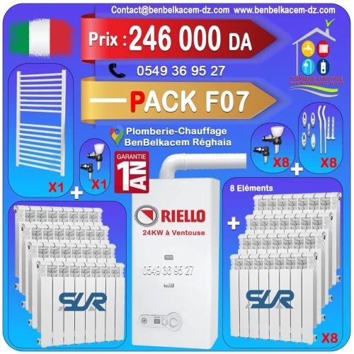 Pack Chaudiere Mural Riello Start 24KW Ventouse F1/F2/F3/F4/F5/F6/F7