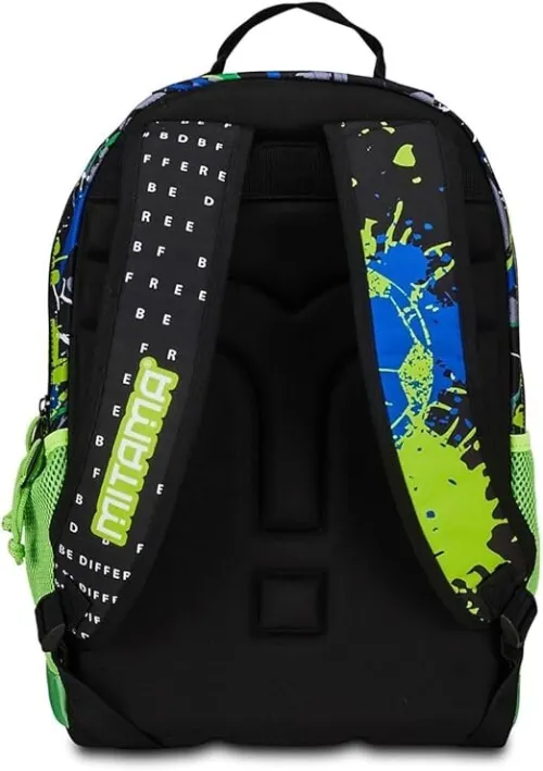 Mitama Sac à dos triple compartiment Road To Win avec poche avant, vert et noir, école primaire et loisirs, enfant garçon, Noir, Taglia unica, Sac à dos tyrolien