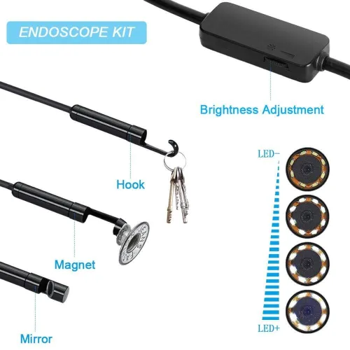 GROS Caméra Endoscopique 3.5 M Cable Rigid - 3 en 1 ( Type-C & Android & PC )