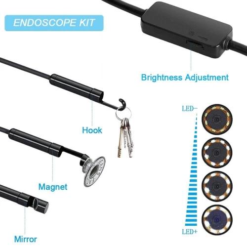 GROS Caméra Endoscopique 3.5 M Cable Rigid - 3 en 1 ( Type-C & Android & PC )