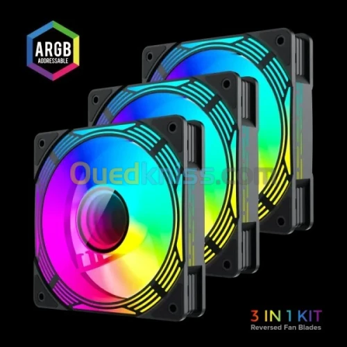 PACK VENTILLATEUR GAMEMAX KF300R BLACK ARGB REVERSE