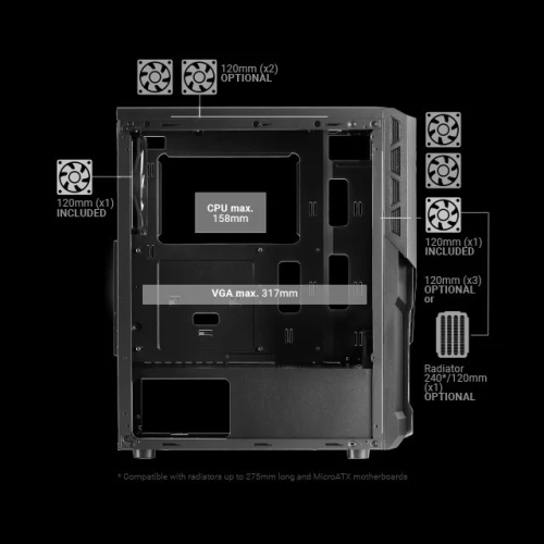 BOITIER MARS GAMING MC-X2 FRGB BLACK