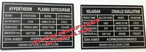 plaques industrielles gravées au laser