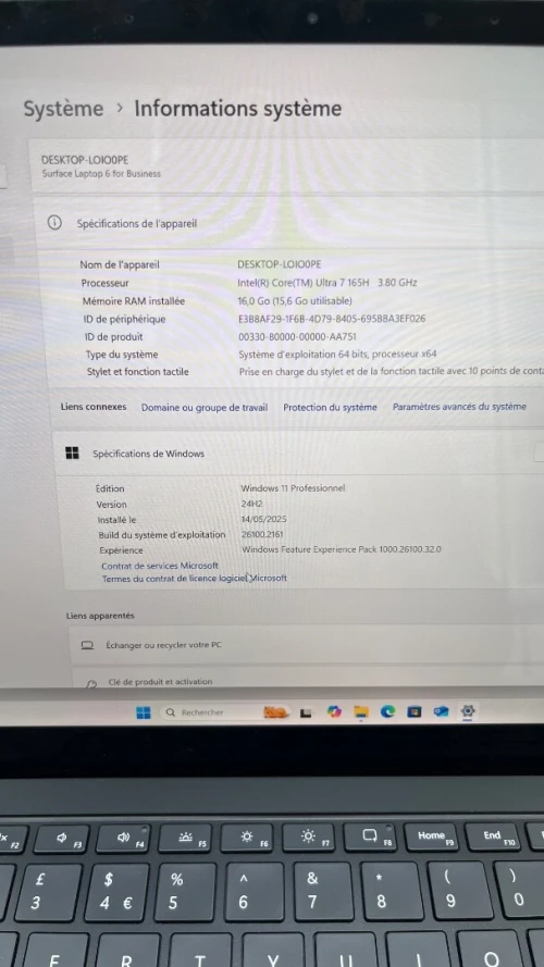 SURFACE LAPTOP 6 FOR BUSINESS BLACK EDITION  Ultra 7 165H  16RAM 512 SSD INTEL ARC GRAPHICS BATTERIE 5 HEURES
