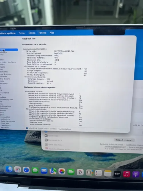 MACBOOK PRO 2021 M1 PRO 14'' 16RAM 512SSD  BATTERIE 90% MDM