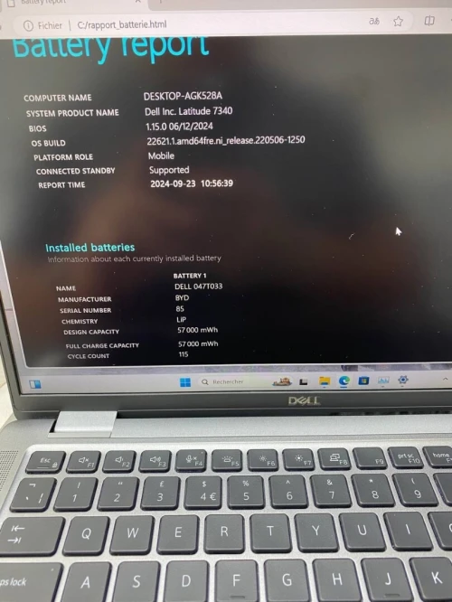 DELL LATITUDE 7340  I7-13TH 13.3'' FINITION ALUMINIUM 16RAM  256SSD  INTEL IRIS XE  BATTERIE 100% 