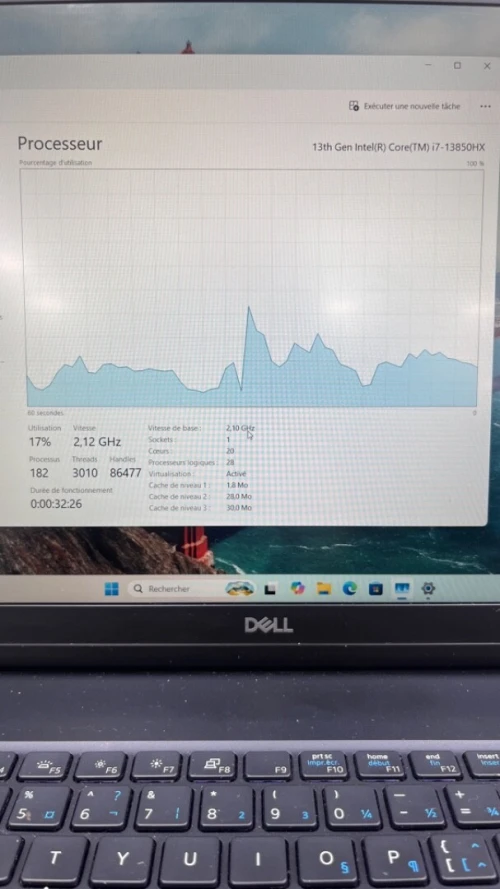 DELL PRECISION 7680 i7-13850HX 16'' 32RAM 512 SSD RTX A2000 ADA 08GB DÉDIÉE BATTERIE 5 HEURES