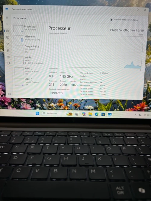 HP ELITEBOOK 8 G1i 14 Ultra 7 255U  14'' 16RAM 512SSD INTEL R GRAPHICS BATTERIE 98% CYCLE 46 ETAT NEUF  GARANTIE 06 MOIS A2-4