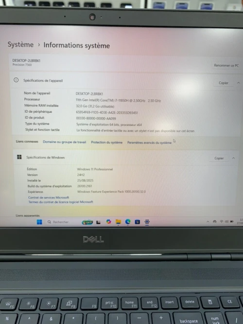 DELL PRECISION 7560 i7-11TH PROCESSEUR H 32RAM 512SSD NVIDIA QUADRO T1200 04GB DÉDIÉE  