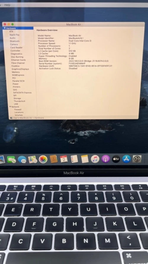MACBOOK AIR  2020 13.3'' 08RAM 256 SSD CYCLE BATTERIE 2155