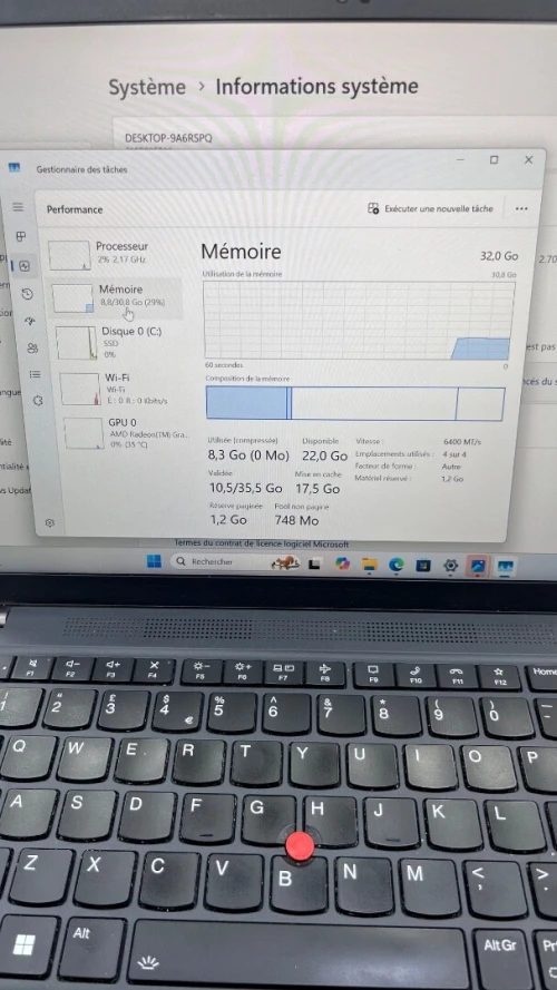 LENOVO THINKPAD T14S Ryzen 7 PRO 6850U 32RAM 512SSD AMD RADEON 01 GB DÉDIÉE  BATTERIE 5 HEURES