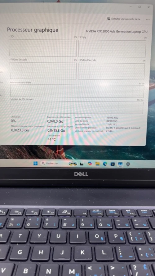 DELL PRECISION 7680 i7-13850HX 16'' 32RAM 512 SSD RTX A2000 ADA 08GB DÉDIÉE BATTERIE 5 HEURES