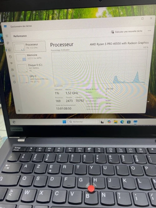 LENOVO THINKPAD T14 AMD Ryzen 5 PRO 4650U with Radeon Graphics  08RAM 256 SSD BATTERIE 4HEURES 
